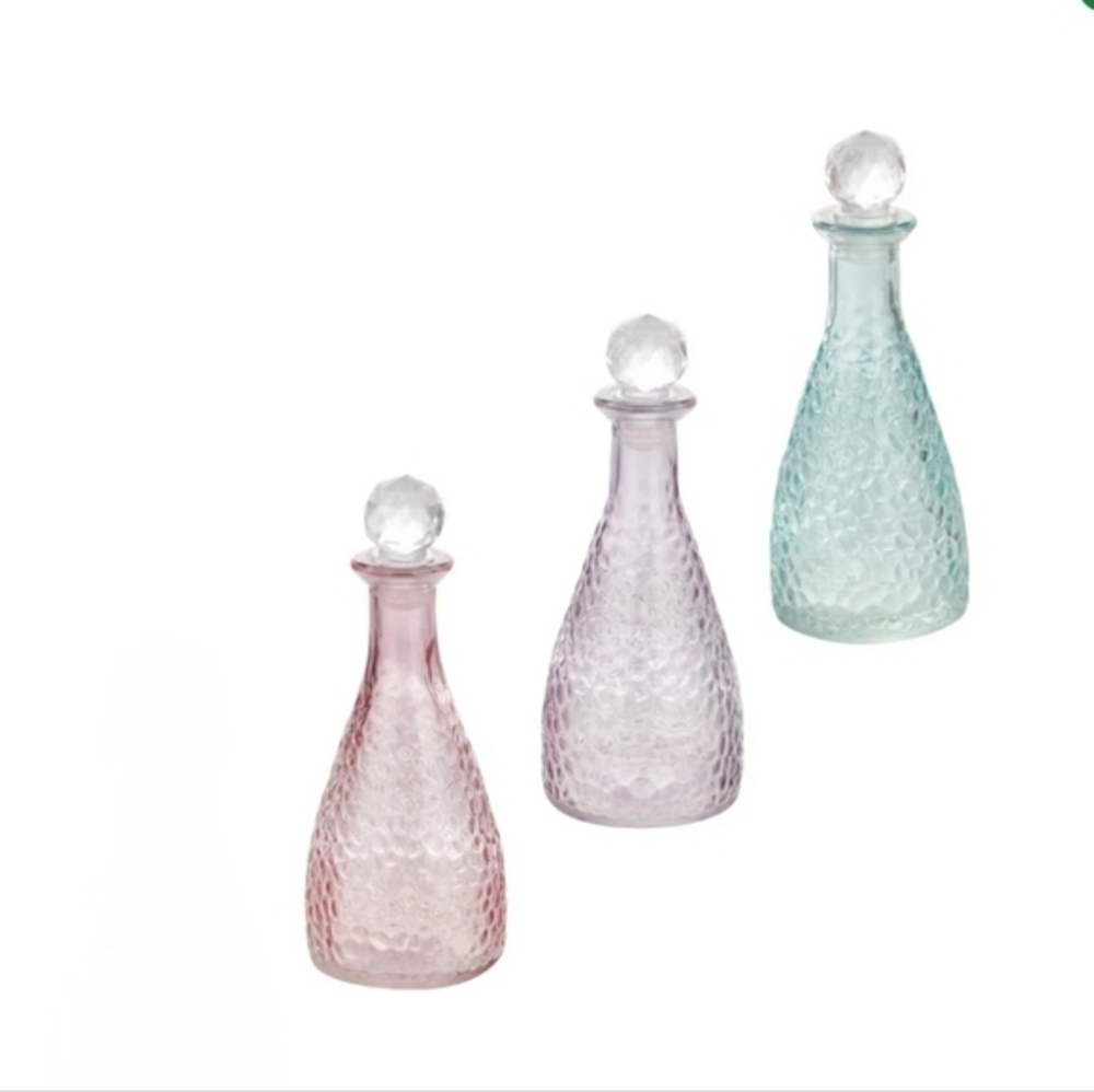 Decorative Hammered Glass Bottles with Stoppers, 6.875 x‎ 2.625 in. - Picture 12 of 12
